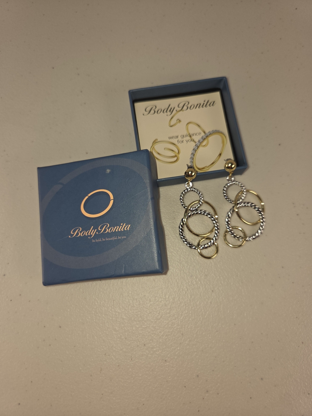 Body Bonita Two-Tone Gold & Silver Link Drop Earrings
